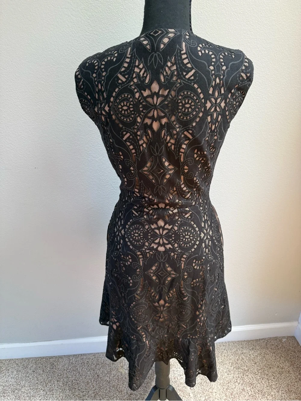 BCBGMaxAzria Black Lace Fit-and-Flare Mini Dress - Picture 2 of 4